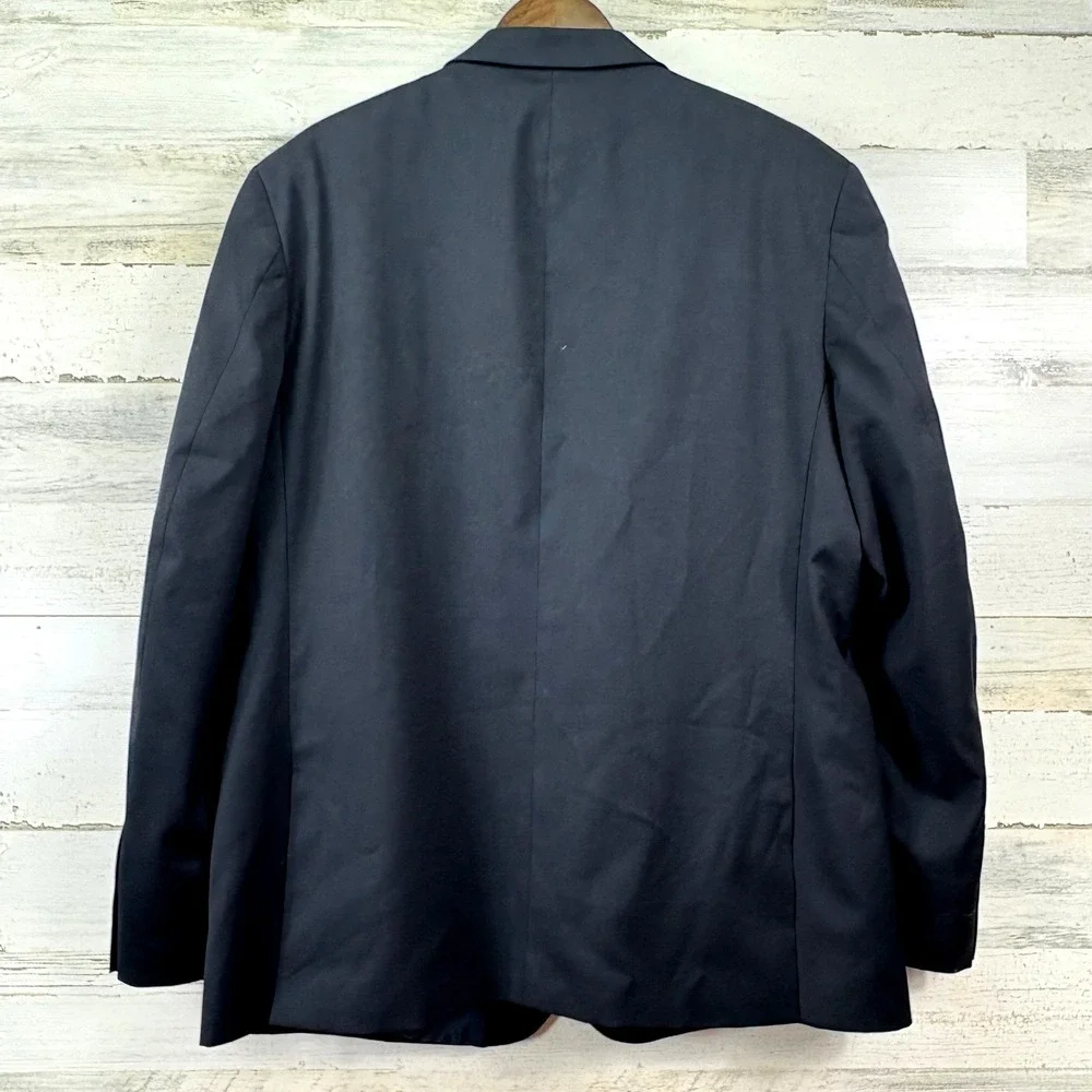 Kenneth Cole Suit Jacket Mens 46R Black Wool Blend Two Button Blazer Corpcore